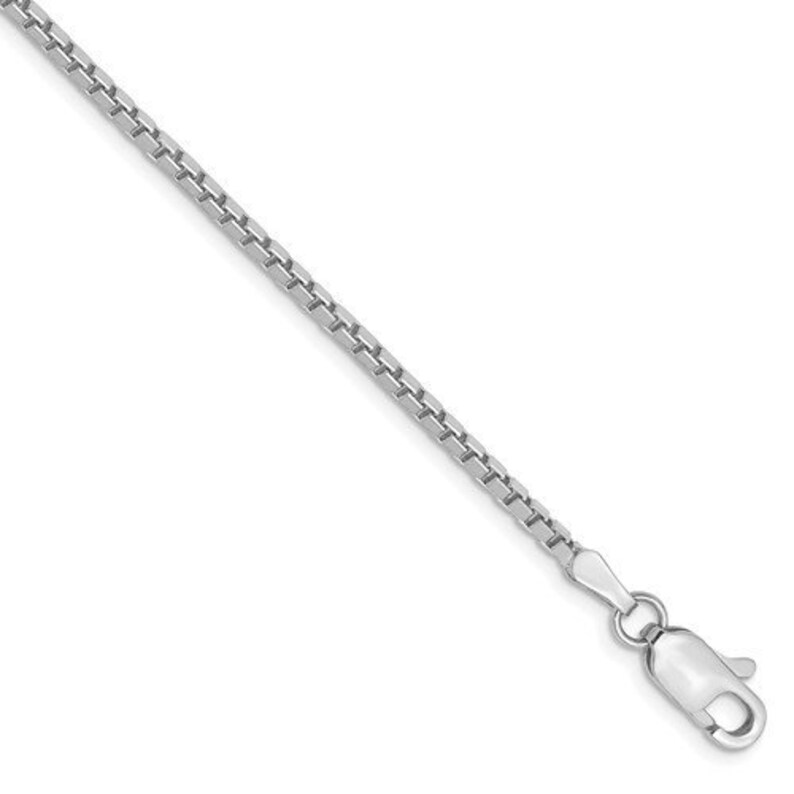 14K Solid White Gold 1.9mm Box Bracelet Anklet Choker Necklace Pendant Chain Lobster Clasp 7 16 18 20 22 24 26 28 30 Inches