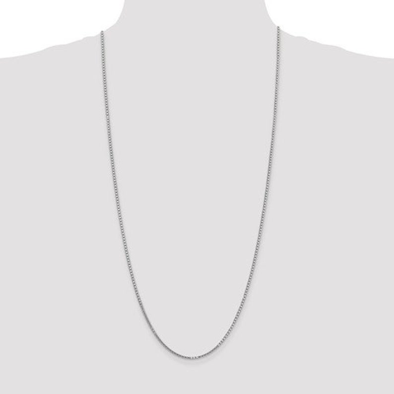 14K Solid White Gold 1.9mm Box Bracelet Anklet Choker Necklace Pendant Chain Lobster Clasp 7 16 18 20 22 24 26 28 30 Inches