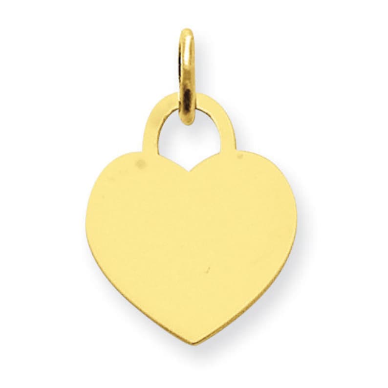 14K Solid Yellow Gold Heart Disc Pendant Charm Letter Initial Engraved Personalized Bridal Wedding Maid Honor Bridesmaids Gift