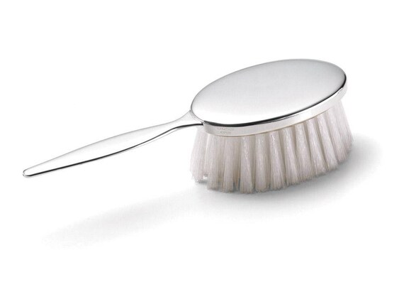 Sterling Silver Baby Girl Polished Hair Brush With Handle Etsy
