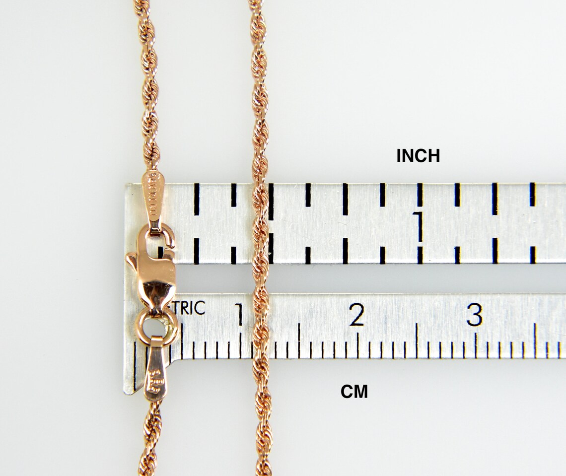 14K Solid Rose Gold 1.5mm Diamond Cut Rope Bracelet Anklet Etsy