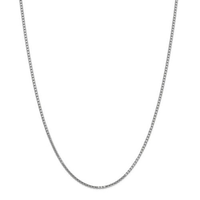 14K Solid White Gold 1.9mm Box Bracelet Anklet Choker Necklace Pendant Chain Lobster Clasp 7 16 18 20 22 24 26 28 30 Inches