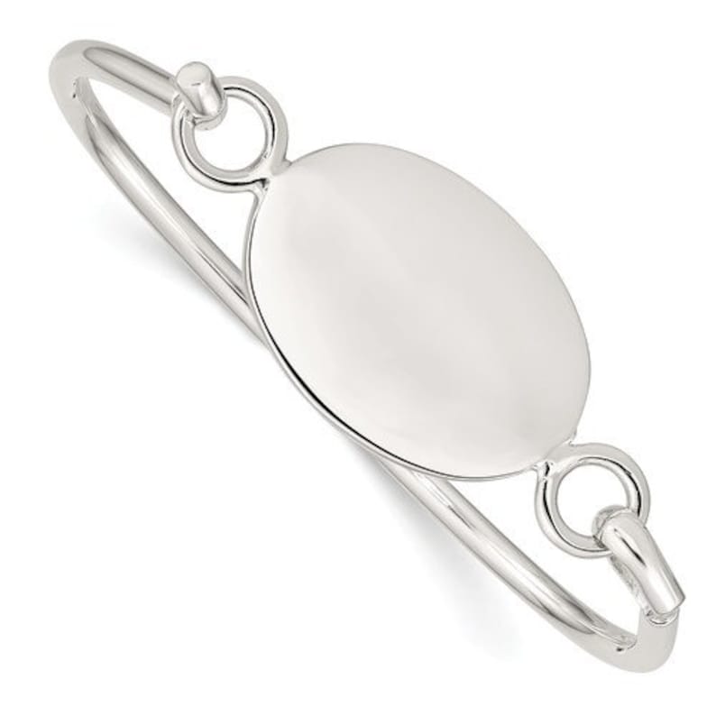Sterling Silver 20mm x 30mm Oval ID Plate Bangle Bracelet Custom Engraved Personalized Name Initials Monogram