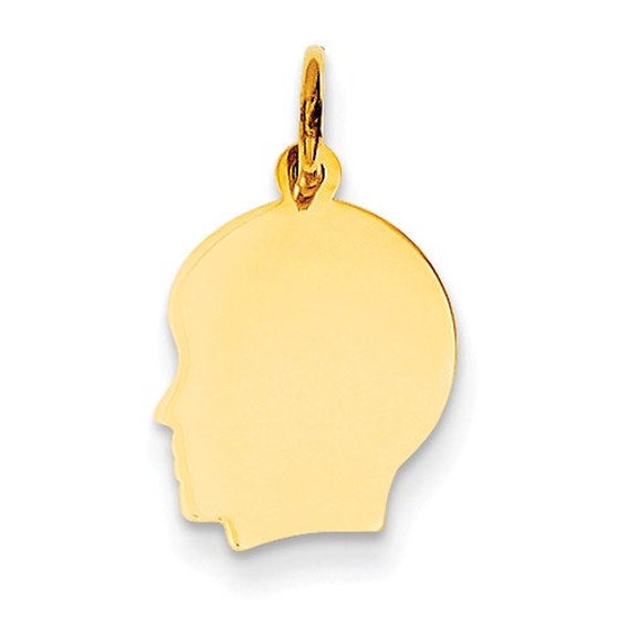 14K Solid Yellow Gold Plain .009 Gauge Engravable Round Disc Charm 19mm x 13mm