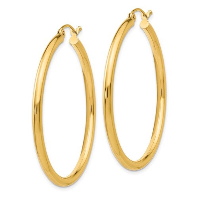 14K Yellow Gold Classic Lightweight Round Hoop Earrings 38mm x Etsy