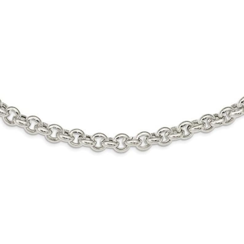 Sterling Silver Solid 8mm Fancy Link Rolo Necklace Chain Spring Ring Clasp 17.5 inches