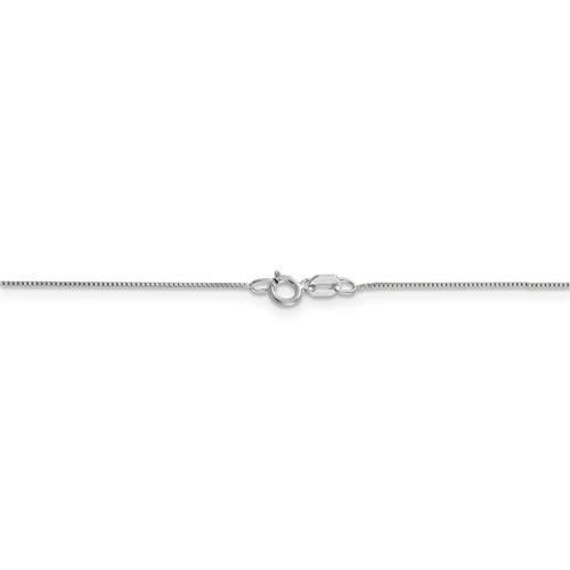 14k White Gold 0.7mm Box Link Thin Square Pendant Necklace Chain 16-30