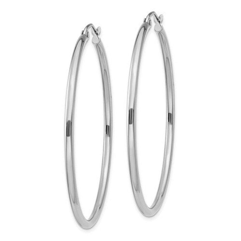 14K White Gold Classic Round Hoop Earrings 45mm x 2mm