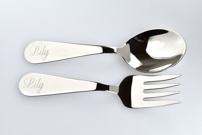 Sterling Silver Baby or Child Spoon Fork Set Custom Engraved Etsy