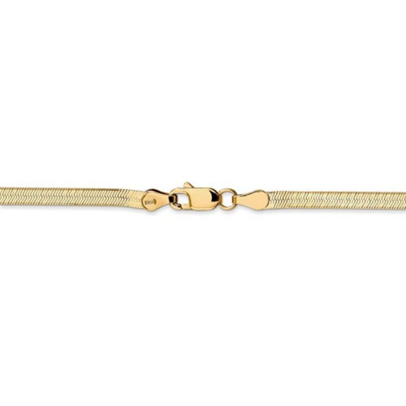 14k Solid Yellow Gold 3mm Silky Herringbone Bracelet Necklace Pendant Chain Lobster Clasp 7 8 16 18 20 24 30 inches