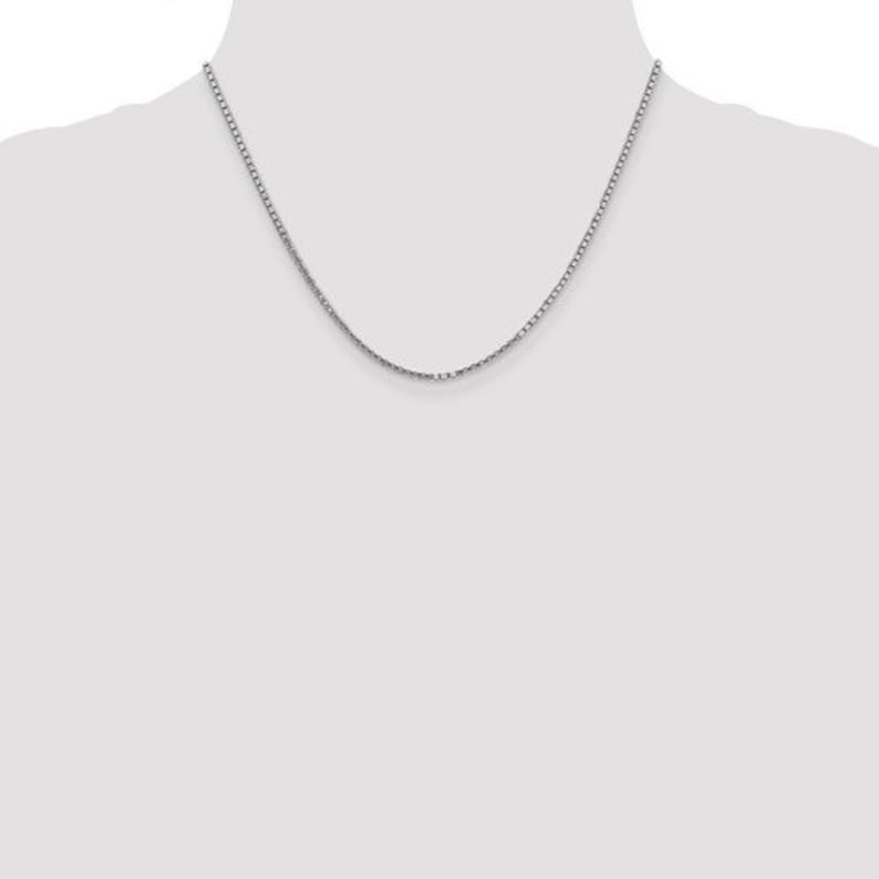 14K Solid White Gold 1.9mm Box Bracelet Anklet Choker Necklace Pendant Chain Lobster Clasp 7 16 18 20 22 24 26 28 30 Inches