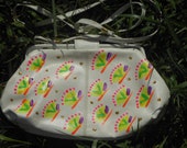 Glow in the Dark Purse Colorful Handbag Summer Party Purse Distressed White Leather Shoulder Bag Hand-Painted Neon Crossbody Vintage Bag