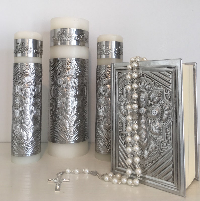 Unity Candle Set Spanish Bible and Rosary Etsy