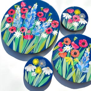 Fiori di campo / opere d'arte uniche / papaveri / lupini / denti di leone