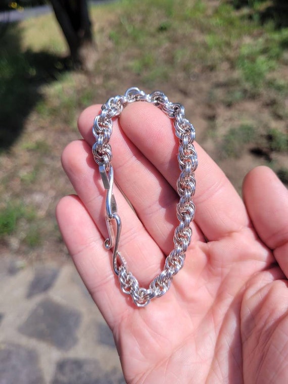 Argentium Silver Double Spiral Rope Bracelet, 935 Sterling Silver