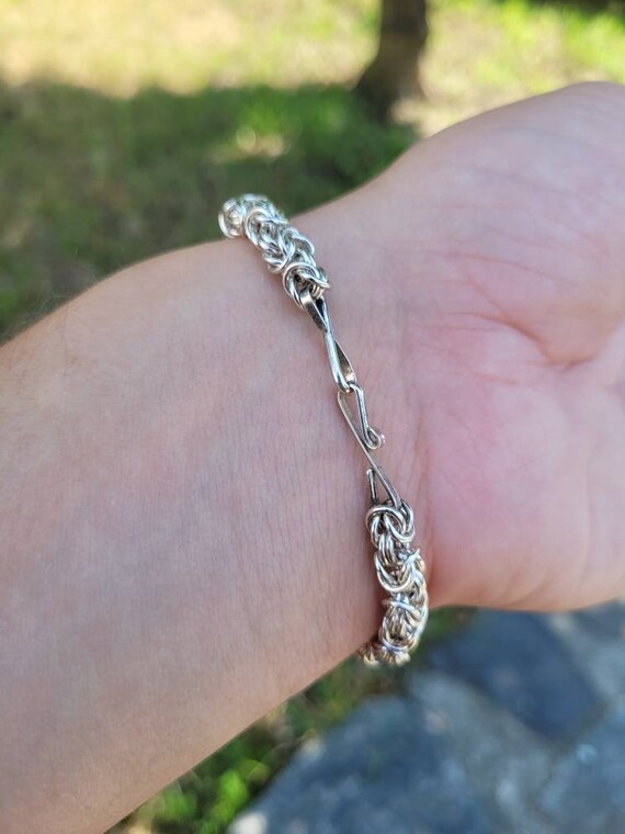 Argentium Silver Byzantine Link Bracelet, 935 Sterling Silver