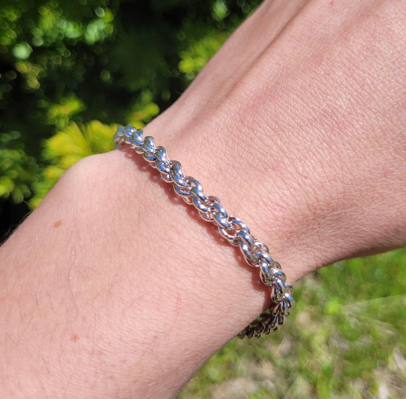 Argentium 935 Silver French Rope Chain Bracelet Chainmaille - Etsy