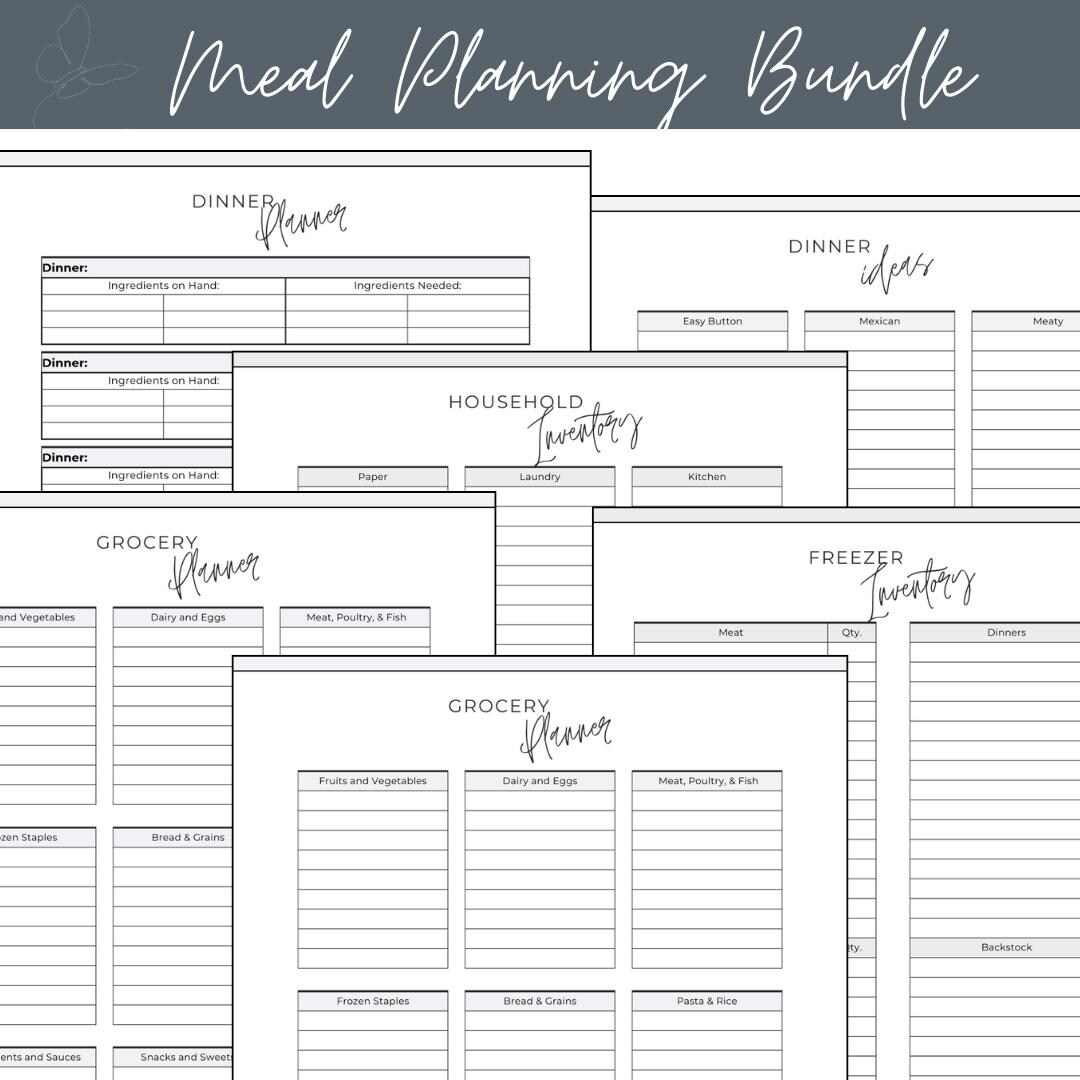 BUNDLE - Minimalist Meal Planning Template: Freezer Inventory, Grocery ...