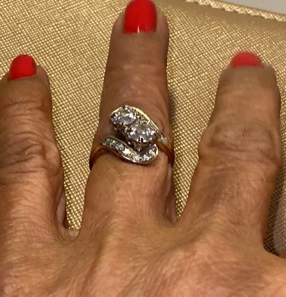 14k Gold Art Deco Genuine Diamond  Ring