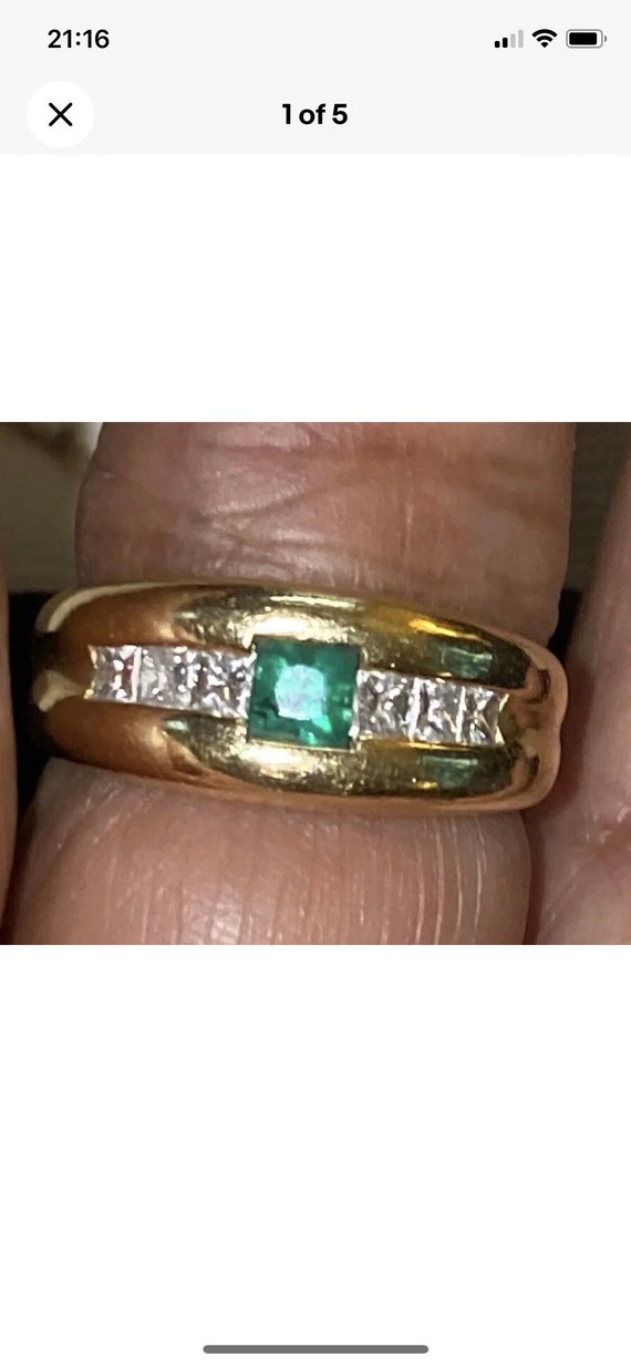 14k Genuine  Diamond Emerald Ring