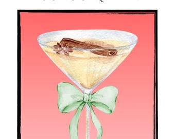 Fall Winter Cocktail Art Print: Cozy Bar Décor (23x35 in PNG Digital Download