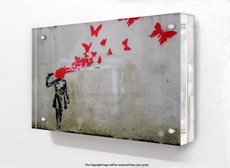 Banksy Pistol Head Grey Acrylic Block Photo Frame