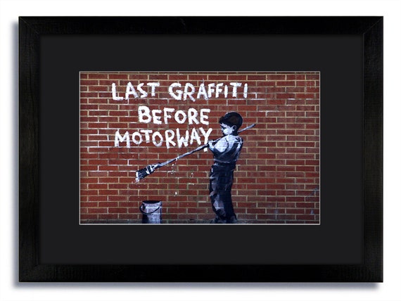 Banksy Ultimo Graffiti Antes De Autopista Montado Y Etsy