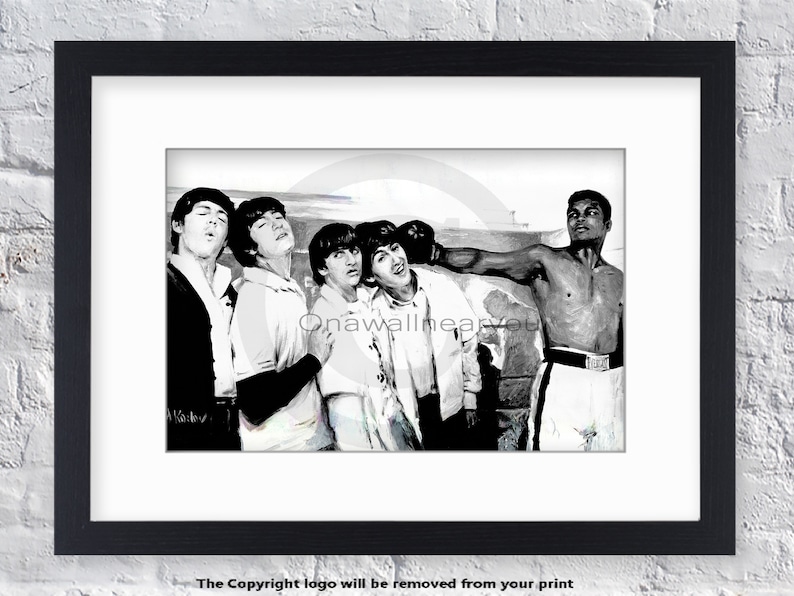 Mounted /& Framed Art Print Muhammad Ali and Beatles Inspired Art