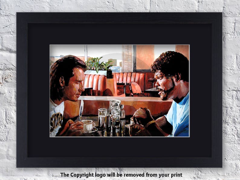 Pulp Fiction Inspired Art Vince And Jules Diner Mounted /& Framed Art Print