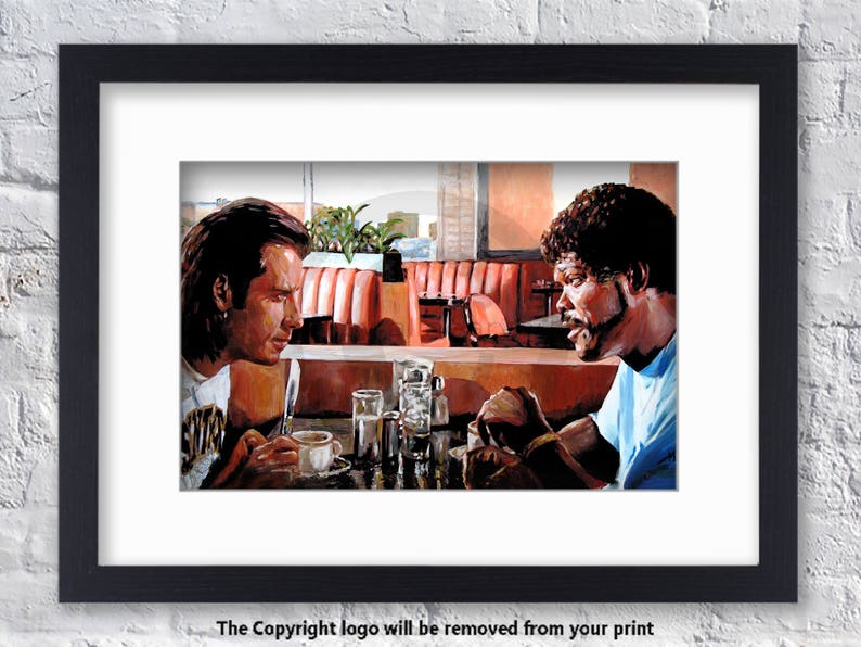 Pulp Fiction Inspired Art Vince And Jules Diner Mounted /& Framed Art Print