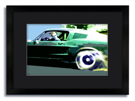 MOVIE LEGEND STEVE MCQUEEN BULLITT PAINTING ON BLOCK CANVAS FREE P/&P