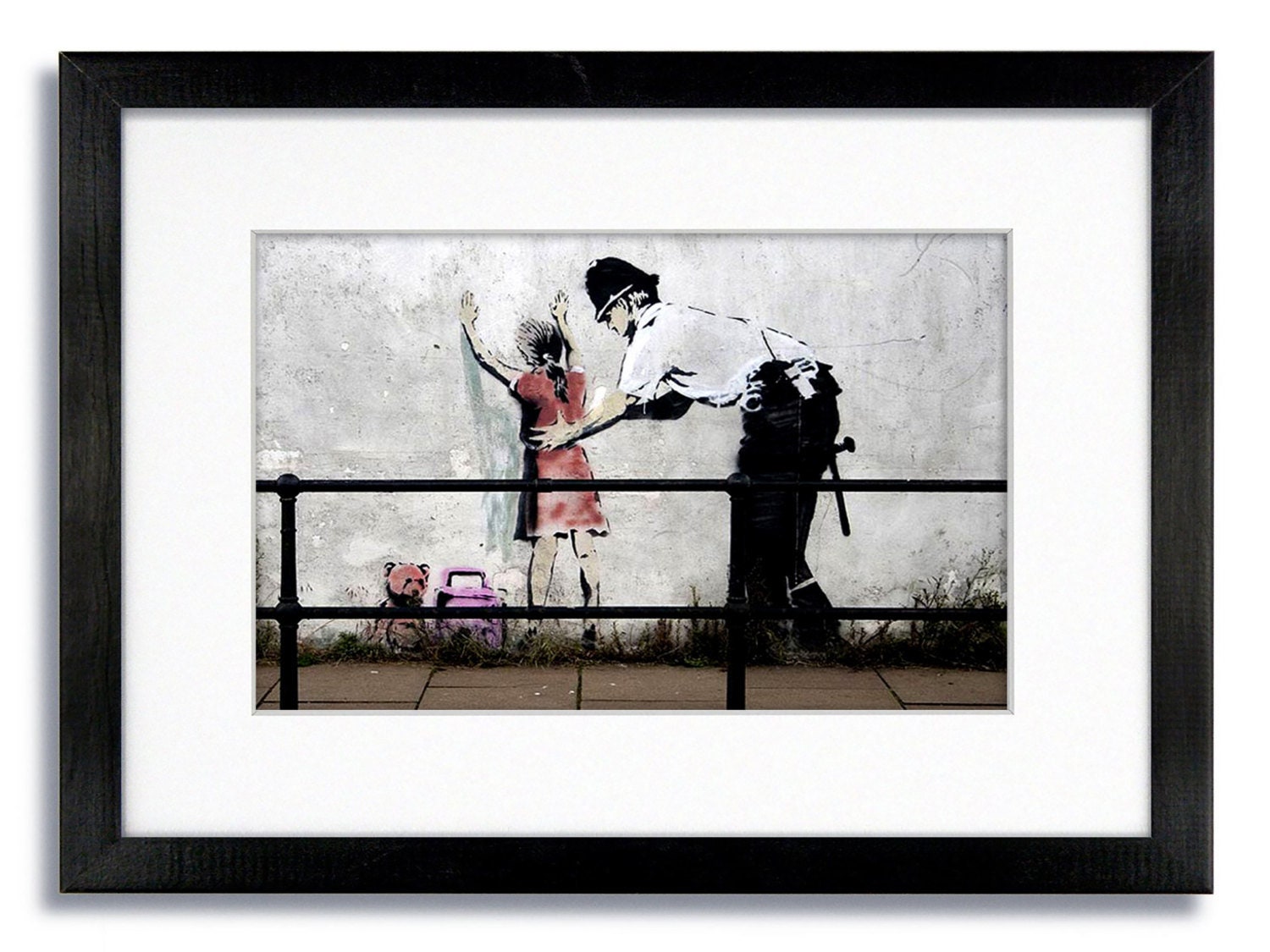 Banksy Policeman Searching Girl Mounted & Framed Print Etsy UK