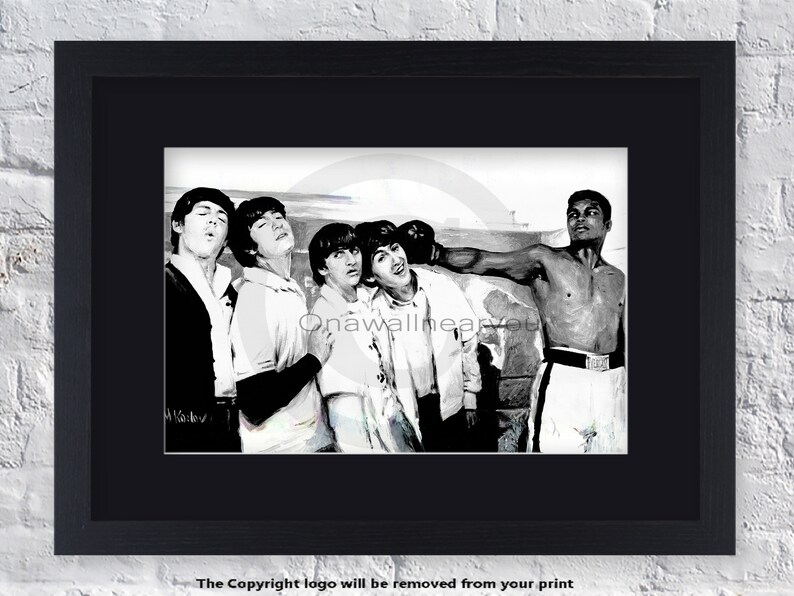 Mounted /& Framed Art Print Muhammad Ali and Beatles Inspired Art