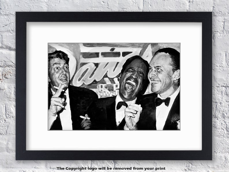 The Rat Pack Laughter Mounted & Framed Art Print Etsy