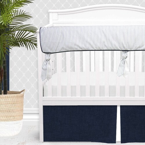 Farmhouse Navy & White Ticking Stripe Baby Crib shops Bedding | Farmhouse Gender Neutral Nursery | Farmhouse Baby Bedding Set