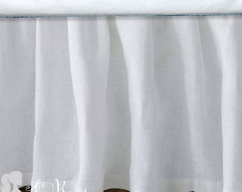 white linen crib skirt