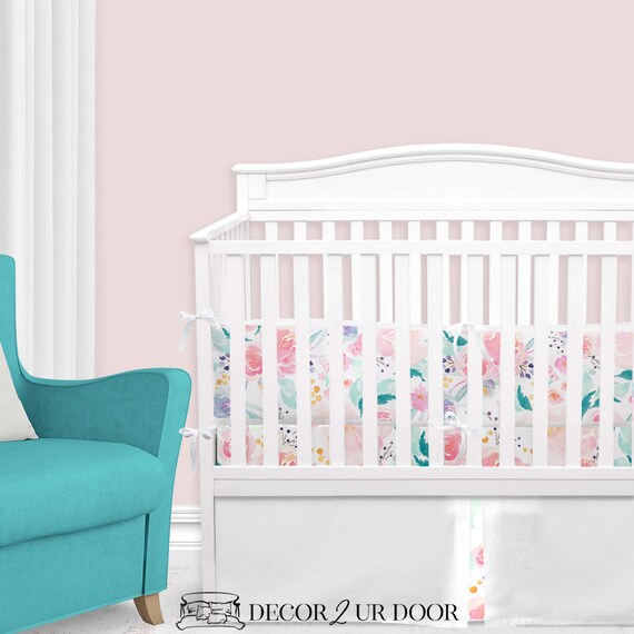 Bright And Beautiful Watercolor Fl Baby Crib Bedding - Pretty Pink Crib Bedding Bright And Beautiful Watercolor Fl Baby Crib Bedding - Pretty Pink Crib Bedding