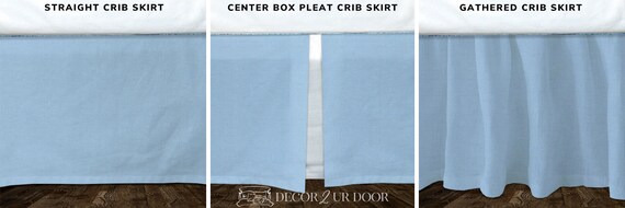 White Linen Baby Bluebaby Crib Skirt Linen Crib Skirt Etsy