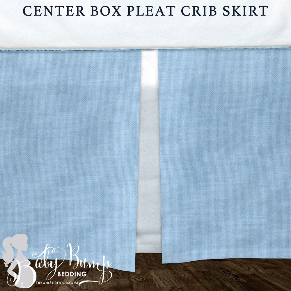 White Linen Baby Bluebaby Crib Skirt Linen Crib Skirt Etsy