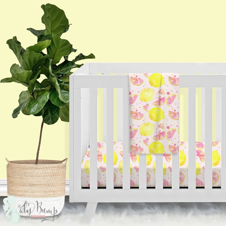 Watercolor Pink Lemonade Designer Sherpa Baby Blanket Lemon Etsy