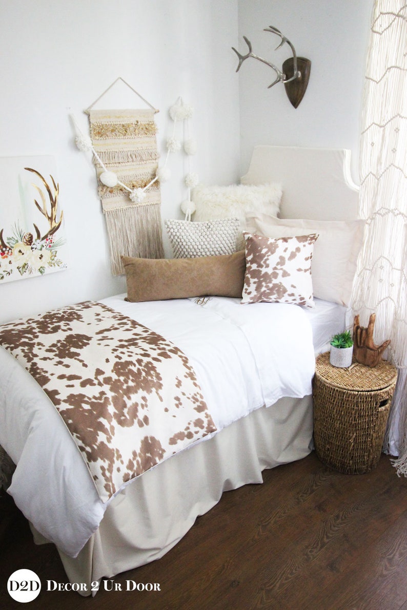 Tan Cowhide Designer Dorm Bedding Set Image 0
