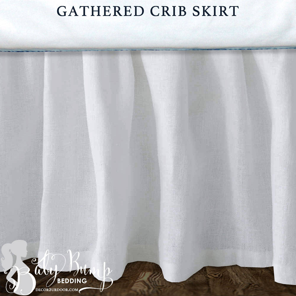 White Linen Gender Neutral Baby Crib Skirt White Linen Crib Etsy