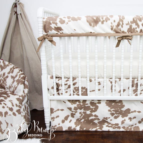 Tan Cowhide Gender Neutral Baby Crib Bedding Rustic Cowhide Etsy