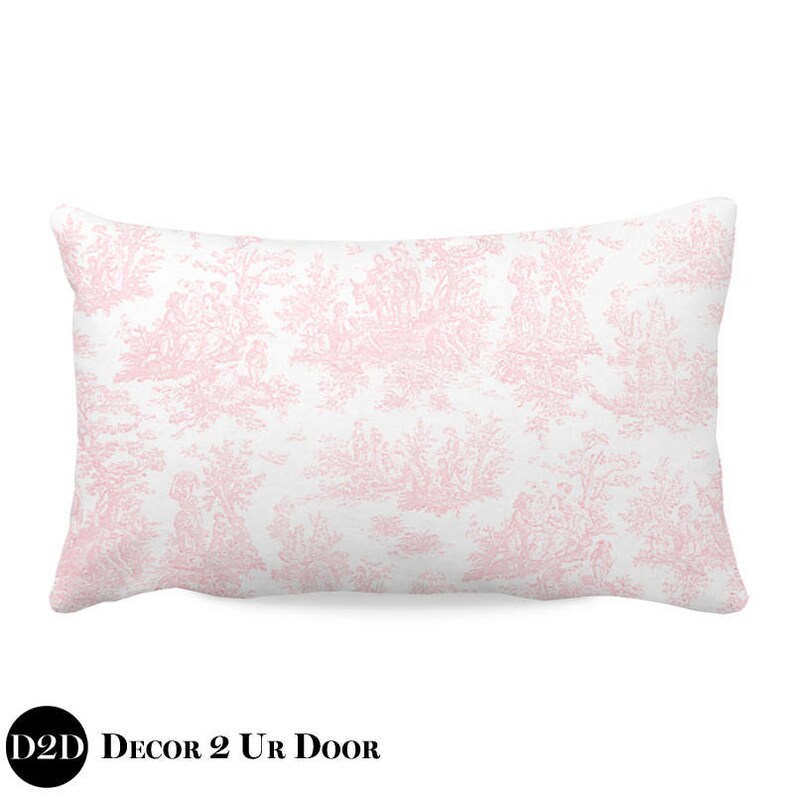 Shabby Chic Pink Toilenursery Throw Pillow Cover Toile Etsy