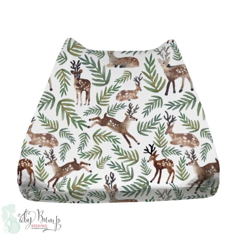Watercolor Woodland Deer Baby Changing Pad Cover Deer Etsy