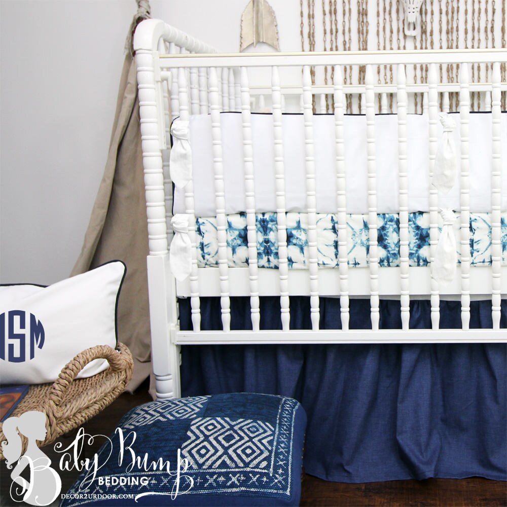 navy crib bumper