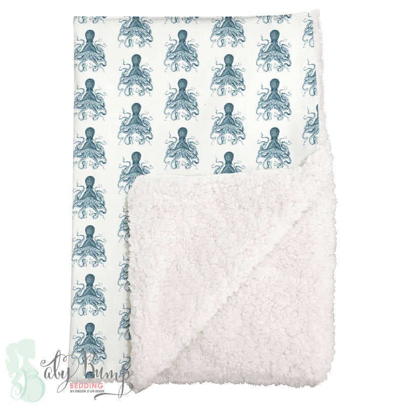 Octopus Designer Sherpa Baby Blanket Octopus Baby Boy Etsy