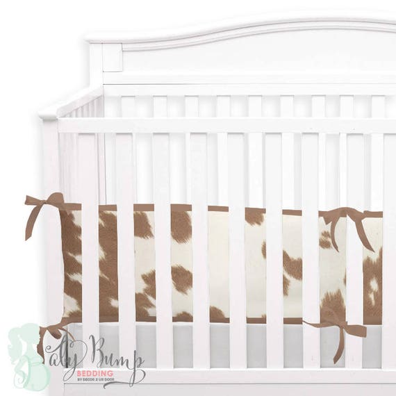 Tan Cowhide Gender Neutral Baby Crib Bedding Rustic Cowhide Etsy
