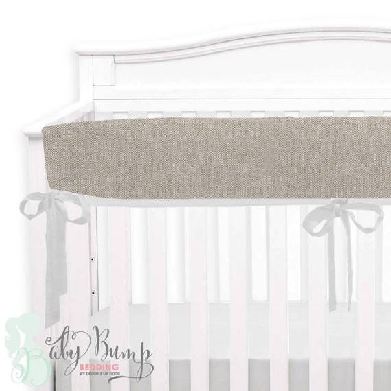Tan White Linen Baby Crib Bedding Tan And White Linen Etsy