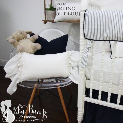 Farmhouse Navy & White Ticking Stripe Baby Crib shops Bedding | Farmhouse Gender Neutral Nursery | Farmhouse Baby Bedding Set